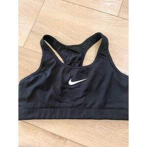 Nike Sports Bra Women Large Black Excellent Dri-FIT Racerback Swoosh Logo 291